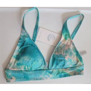 NWT Calme XS Tie Dye Teal Triangle Bikini Swim Top 117578